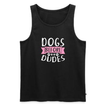Chiens avant les mecs propriétaires de chiens propriétaires de chiens - Débardeur bio Premium Homme - noir - Devant - Michal (187cm)