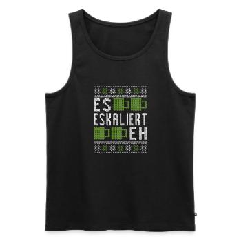 Es eskaliert eh Ugly Christmas Sweater - Flamingo - Männer Premium Bio Tank Top - Schwarz - Vorne - Michal (187cm)
