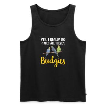Budgerigar Parakeet Bird Pet Gift - Men's Premium Organic Tank Top - black - Front - AI Model Male 178 light (178cm)