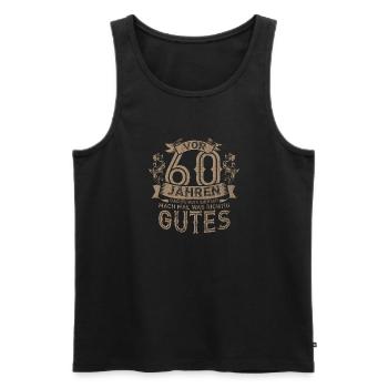 Vor 60 Jahren Dachte Gott Sich Ich Mach Mal Was - Männer Premium Bio Tank Top - Schwarz - Vorne - Michal (187cm)
