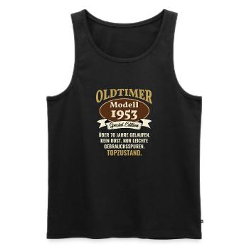 70 years oldtimer model 1953 70th birthday - Men's Premium Organic Tank Top - black - Front - AI Model Male 178 light (178cm)