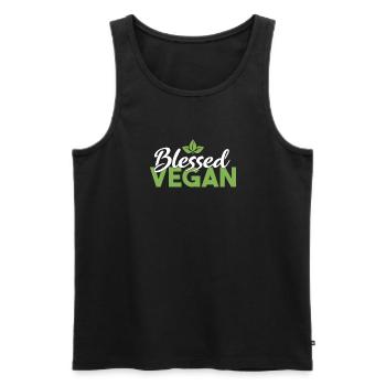 Veggie Lover Vegan Gift - Men's Premium Organic Tank Top - black - Front - Michal (187cm)
