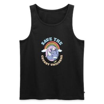 Save The Chubby Unicorns Cute Rhinoceros - Männer Premium Bio Tank Top - Schwarz - Vorne - AI Model Male 178 light (178cm)