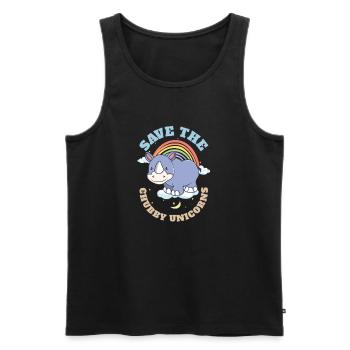 Save The Chubby Unicorns Cute Rhinoceros - Männer Premium Bio Tank Top - Schwarz - Vorne - AI Model Male 178 light (178cm)