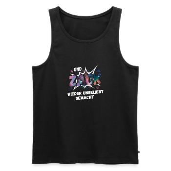 Und Zack wieder unbeliebt gemacht - Männer Premium Bio Tank Top - Schwarz - Vorne - AI Model Male 178 light (178cm)