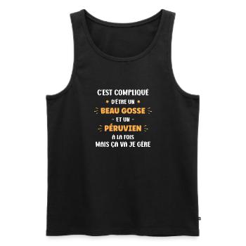 Beau gosse péruvien - Débardeur bio Premium Homme - noir - Devant - AI Model Male 178 light (178cm)