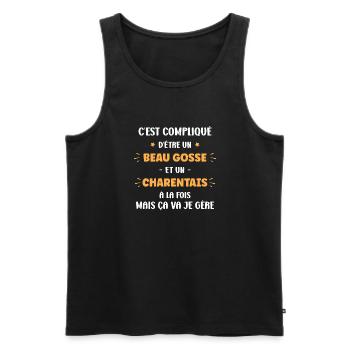Beau gosse charentais - Débardeur bio Premium Homme - noir - Devant - Michal (187cm)