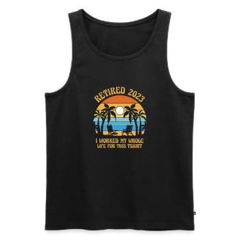 Retired Not My Problem Anymore - Men's Premium Organic Tank Top - black - Front - AI Model Male 178 light (178cm)
