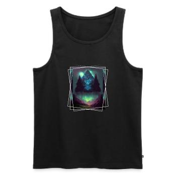 Nature géométrique Trance Polygone Abstrait Mystique - Débardeur bio Premium Homme - noir - Devant - Michal (187cm)