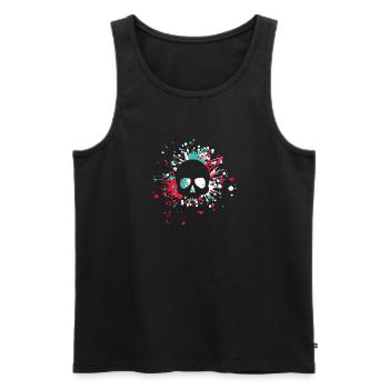 Éclaboussure de couleur de crâne d'Halloween - Débardeur bio Premium Homme - noir - Devant - AI Model Male 178 light (178cm)