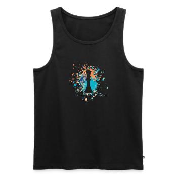 Éclaboussure de couleur de la reine des échecs - Débardeur bio Premium Homme - noir - Devant - Michal (187cm)