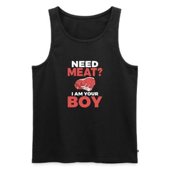 BBQ Grill Rindfleisch Liebhaber Geschenke - Männer Premium Bio Tank Top - Schwarz - Vorne - Michal (187cm)