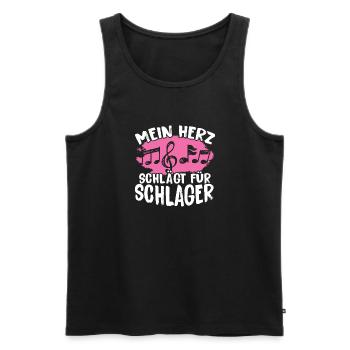 Mein Herz Schlägt Für Schlager Volksmusik Gaudi - Männer Premium Bio Tank Top - Schwarz - Vorne - AI Model Male 178 light (178cm)