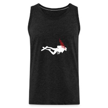Underwater divers with air bubbles and hearts - Men's Premium Organic Tank Top - charcoal grey - Front - Alexander (188cm)
