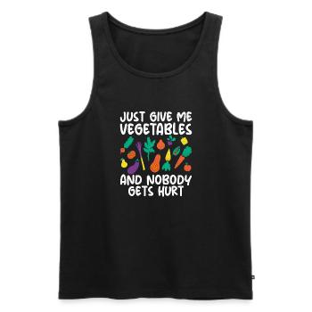 Vegetable Lover Vegetarian Gifts - Men's Premium Organic Tank Top - black - Front - Michal (187cm)
