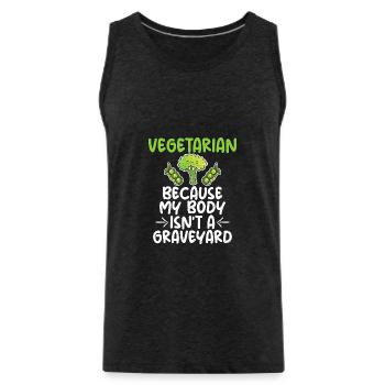 Vegetable Lover Vegetarian Gifts - Men's Premium Organic Tank Top - charcoal grey - Front - Alexander (188cm)