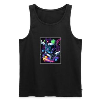 Cat Space Astronaut Space Neon Rockets - Débardeur bio Premium Homme - noir - Devant - Michal (187cm)