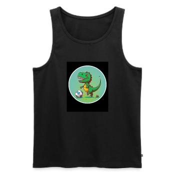 T-Rex Dino Dinosaurier Saurier Sport Fussball Kind - Männer Premium Bio Tank Top - Schwarz - Vorne - Michal (187cm)