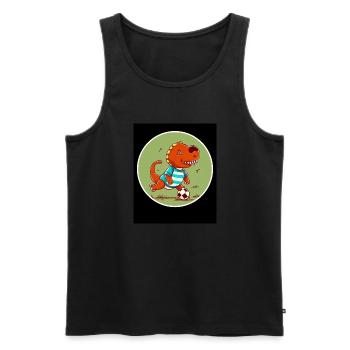 T-Rex Dino Dinosaurier Saurier Sport Fussball Kind - Männer Premium Bio Tank Top - Schwarz - Vorne - Michal (187cm)
