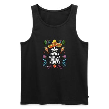 Fiesta Cerveza Siesta Repeat Beer Drinker - Men's Premium Organic Tank Top - black - Front - AI Model Male 178 light (178cm)