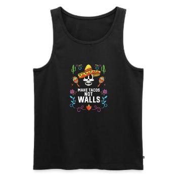 Faire des tacos pas des murs Mangeur de tacos Nourriture mexicaine - Débardeur bio Premium Homme - noir - Devant - Michal (187cm)