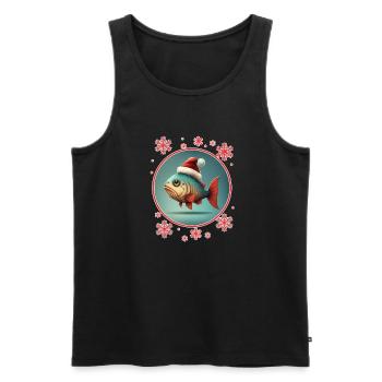 Pêche Pêcheur Pêcheuse Noël Pêcheur Poisson - Débardeur bio Premium Homme - noir - Devant - Michal (187cm)