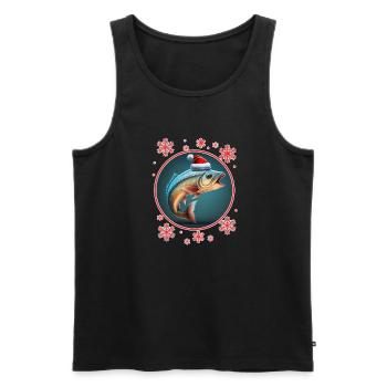 Pêche Pêcheur Pêcheuse Noël Pêcheur Poisson - Débardeur bio Premium Homme - noir - Devant - Michal (187cm)