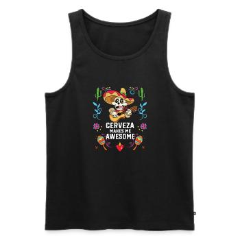 Cerveza Makes Me Awesome Beer Drinker Alcoholic - Men's Premium Organic Tank Top - black - Front - AI Model Male 178 light (178cm)
