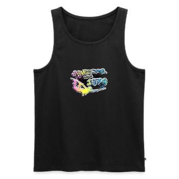 Awesome since 1974. Wakeboard Lifestyle Vintage - Männer Premium Bio Tank Top - Schwarz - Vorne - Michal (187cm)