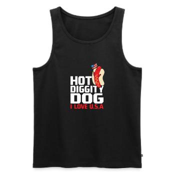 Hot Diggity Dog I Love the USA Memorial Day Fourth - Men's Premium Organic Tank Top - black - Front - Michal (187cm)