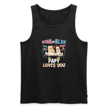 Pink or Blue Papy Loves You Best Dad Ever - Männer Premium Bio Tank Top - Schwarz - Vorne - Michal (187cm)