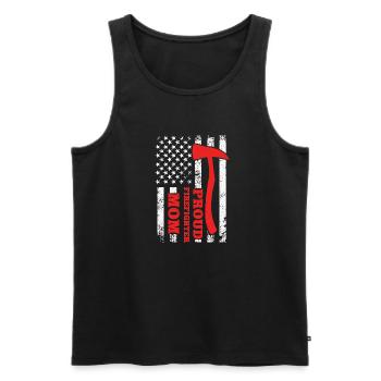 Stolze Feuerwehrfrau Mama USA Flagge Mutter Feuerw - Männer Premium Bio Tank Top - Schwarz - Vorne - AI Model Male 178 light (178cm)