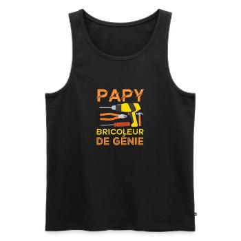 Papy bricoleur de génie 1 - Débardeur bio Premium Homme - noir - Devant - Michal (187cm)