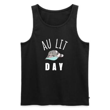 au lit day - Débardeur bio Premium Homme - noir - Devant - AI Model Male 178 light (178cm)