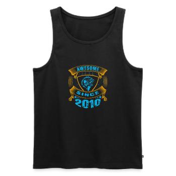 Awesome since 2010. Angel, Angler Geburtstag - Männer Premium Bio Tank Top - Schwarz - Vorne - Michal (187cm)
