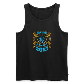 Awesome since 2013. Angel, Angler Geburtstag - Männer Premium Bio Tank Top - Schwarz - Vorne - Michal (187cm)