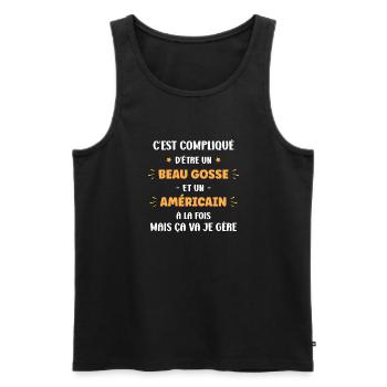 Beau gosse americain - Débardeur bio Premium Homme - noir - Devant - Michal (187cm)
