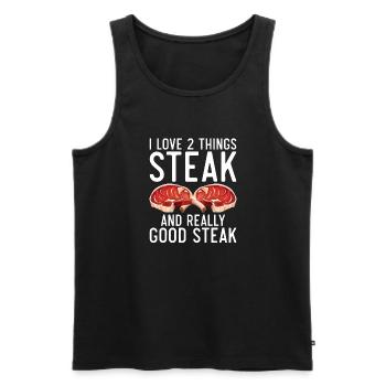Cadeau de steak amateur de steak - Débardeur bio Premium Homme - noir - Devant - AI Model Male 178 light (178cm)