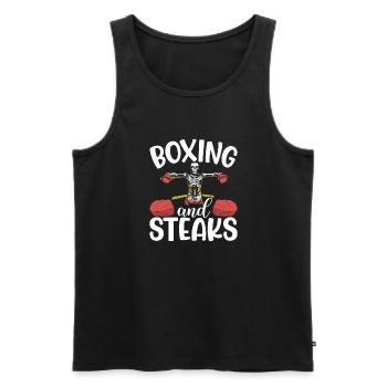 Cadeau de steak amateur de steak - Débardeur bio Premium Homme - noir - Devant - AI Model Male 178 light (178cm)