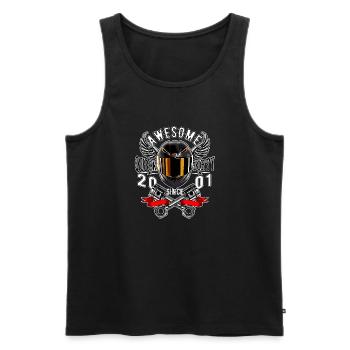 Awesome since 2001, Biker Geburtstag - Männer Premium Bio Tank Top - Schwarz - Vorne - Michal (187cm)