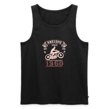 Awesome since 1960, Biker 63. Geburtstag - Männer Premium Bio Tank Top - Schwarz - Vorne - Michal (187cm)
