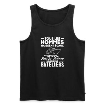 Bateau batelier - Débardeur bio Premium Homme - noir - Devant - Michal (187cm)