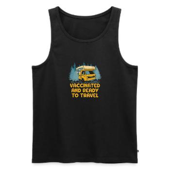 Vaccinated and Ready to Travel Vacation Traveler - Men's Premium Organic Tank Top - black - Front - AI Model Male 178 light (178cm)