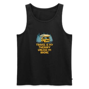 Travel Is My Therapy Funny Traveler Humor - Men's Premium Organic Tank Top - black - Front - AI Model Male 178 light (178cm)