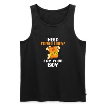 Kartoffelchips Geschenk - Männer Premium Bio Tank Top - Schwarz - Vorne - Michal (187cm)