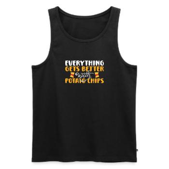 Kartoffelchips Geschenk - Männer Premium Bio Tank Top - Schwarz - Vorne - Michal (187cm)
