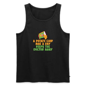 Kartoffelchips Geschenk - Männer Premium Bio Tank Top - Schwarz - Vorne - Michal (187cm)