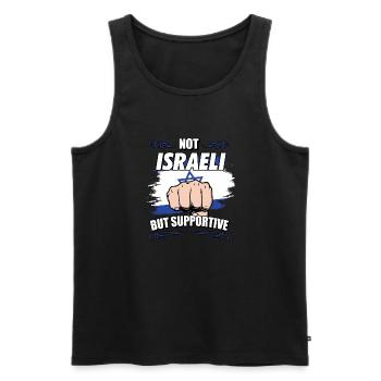 Not Israeli But Supportive Travel Tourist Israeli - Men's Premium Organic Tank Top - black - Front - AI Model Male 178 light (178cm)