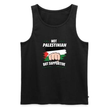 Pas palestinien mais touristique de soutien - Débardeur bio Premium Homme - noir - Devant - Michal (187cm)