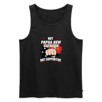 Not Papua New Guinean But Supportive Travel Papua - Männer Premium Bio Tank Top - Schwarz - Vorne - AI Model Male 178 light (178cm)
